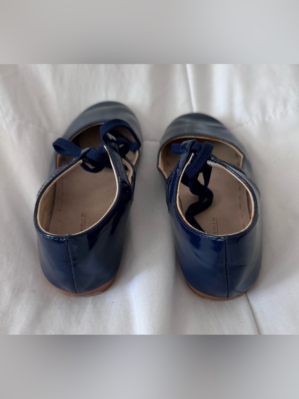 Zara Navy Patent Mary Jane with Lace Tie - Picture 3 of 10